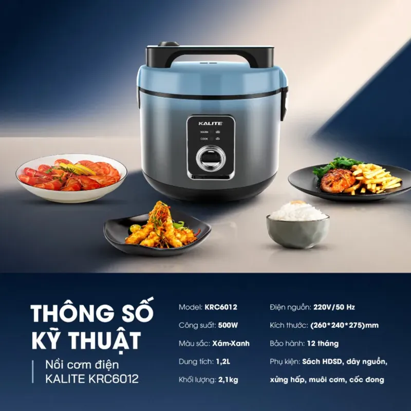 Nồi cơm điện Kalite KRC6012 – Chống dính Ceramic cao cấp, nấu cơm dẻo ngon, giữ nhiệt lâu 597138