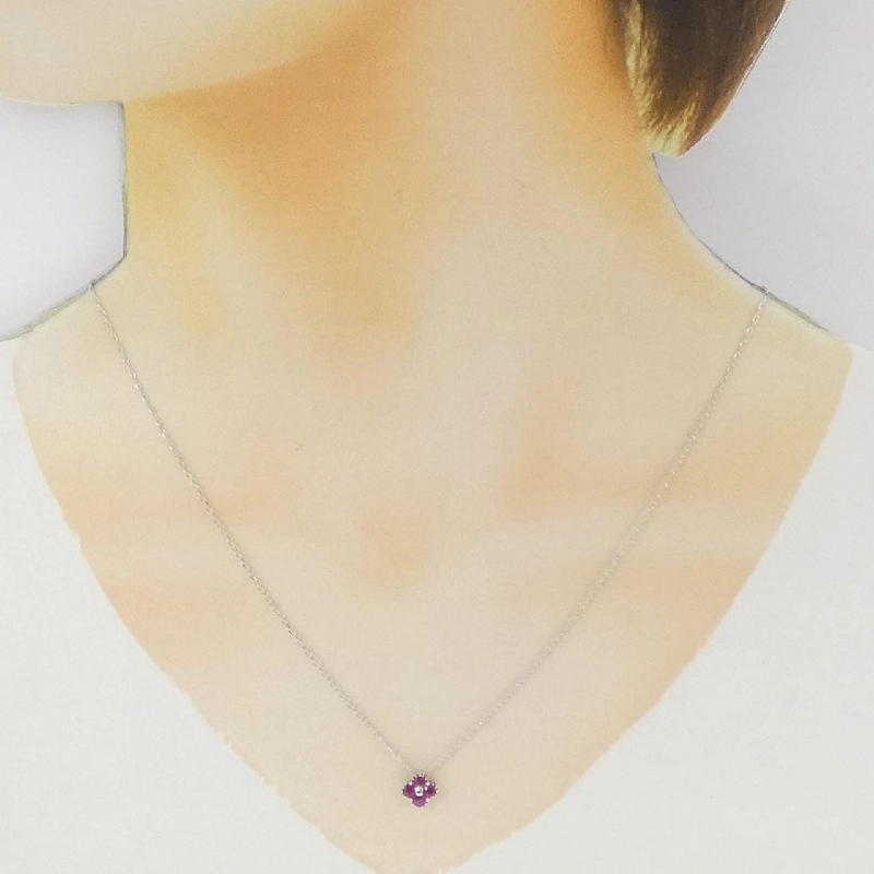 K18WG Hoa Hồng Ruby Dây Chuyền - Hàng hiệu Chính hãng 858865