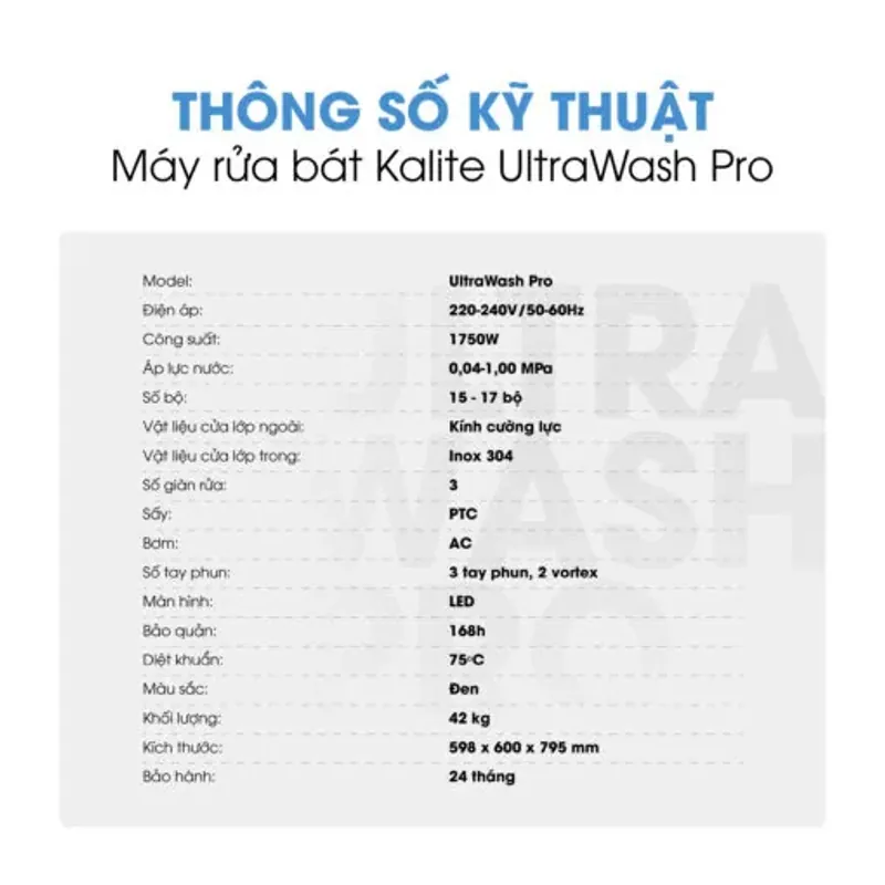 Máy rửa bát Kalite UltraWash Pro 5, Siêu tiết kiệm, tiện lợi, mới 100% 701511