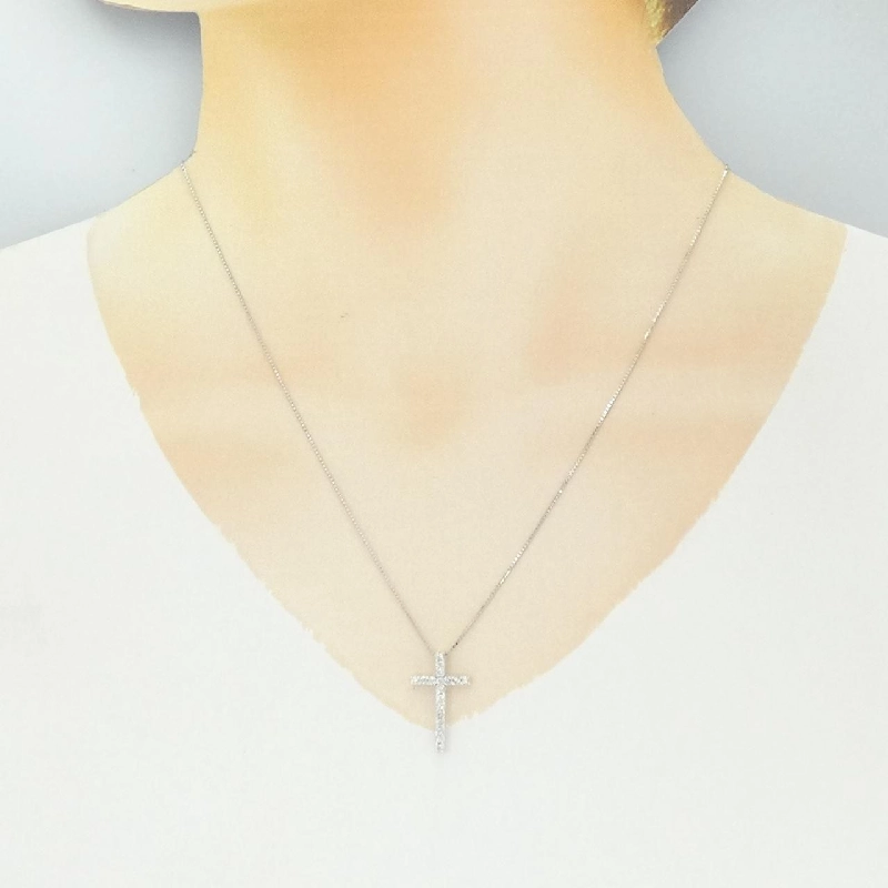 K18WG Dây chuyền kim cương chéo 0.30CT - Hàng hiệu chính hãng 862278