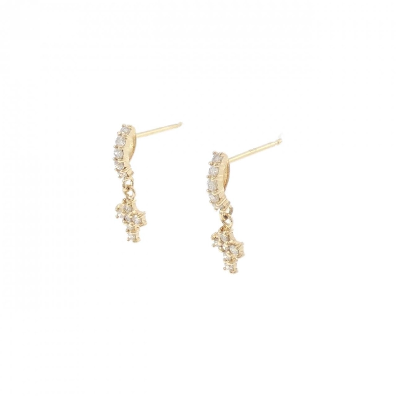 K18YG Bông tai kim cương chéo 0.20CT - Hàng hiệu Chính hãng 864041