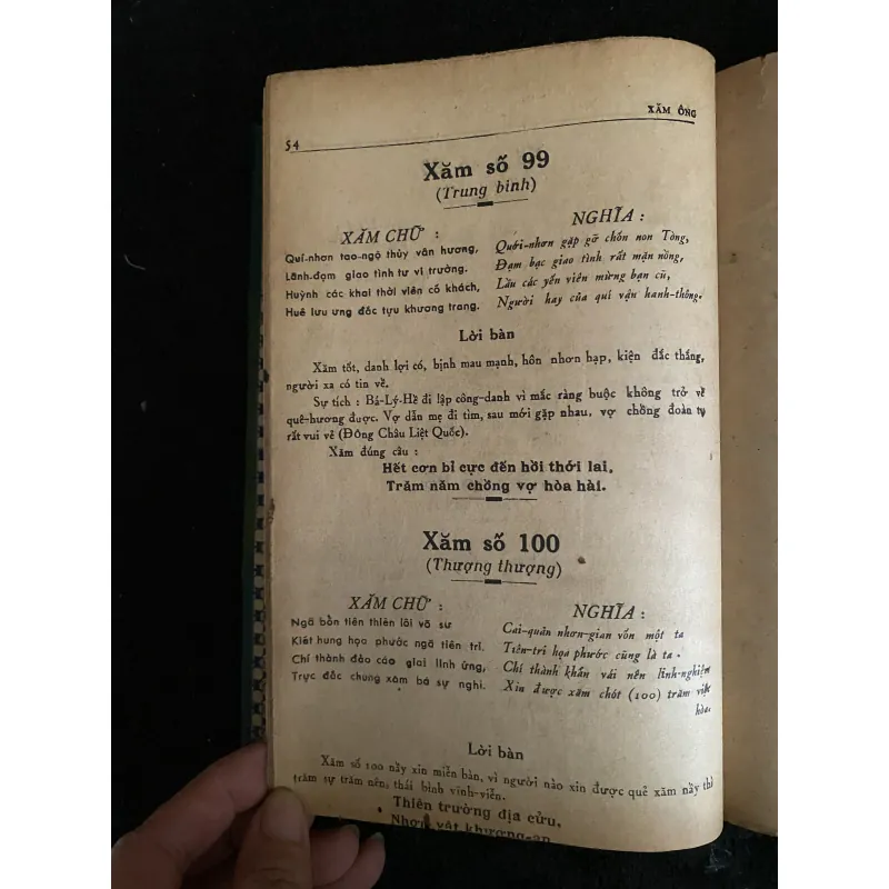 Sách Bàn Xăm Ông Quan Đế, giải thích 100 quẻ xăm.( sach gốc) 1010578