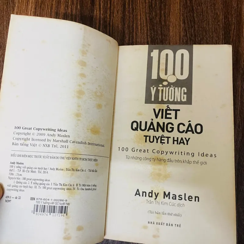100 ý tưởng viết quảng cáo tuyệt hay
- Andy Maslen#HATRA 996305