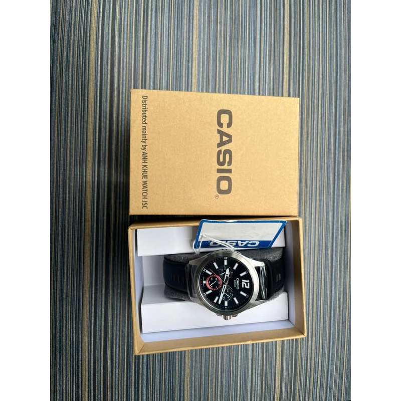 Đồng hồ Kim Nam Dây da Casio MTP-E350L-1BVDF Đen 532264