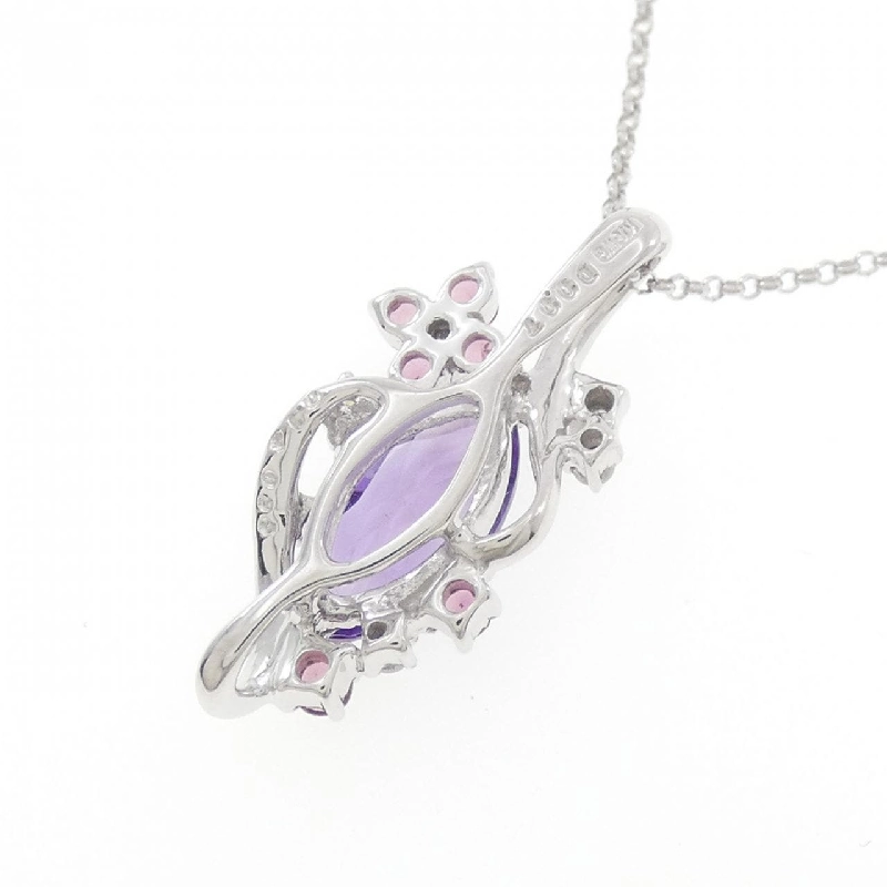 K18WG Hoa Amethyst Dây Chuyền 0.95CT - Hàng hiệu Chính hãng 860277