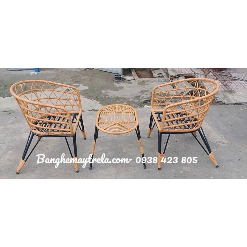 Bàn ghế mây nhựa cho quán cafe 740111