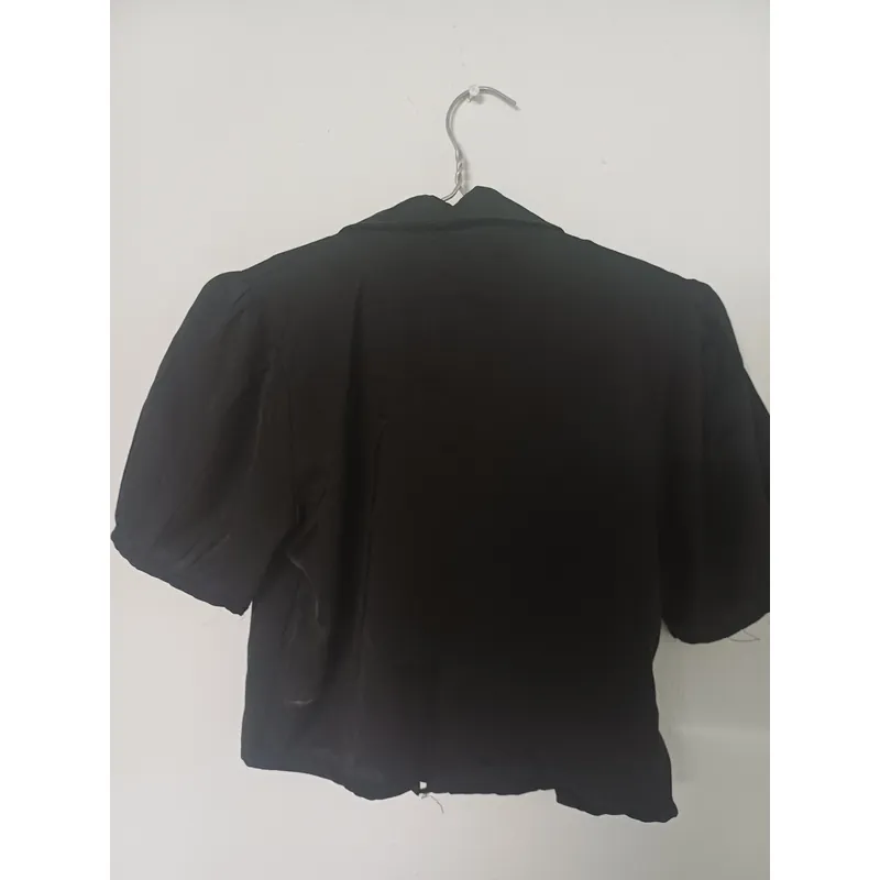 ÁO CROPTOP SƠ MI KIỂU NỮ - ĐEN 739503