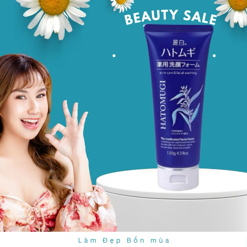 Sữa Rửa Mặt Tẩy Trang Hatomugi Dưỡng Sáng Da 130g Reihaku Hatomugi chính hãng nguyên tem 174593