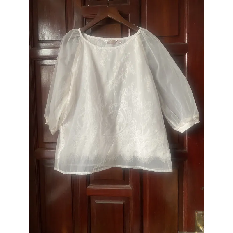 A 70 Áo trắng lớp voan lớp ren size M 1043057