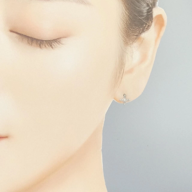 K18WG Bông tai kim cương chéo 0.04CT - Hàng hiệu Chính hãng 867804