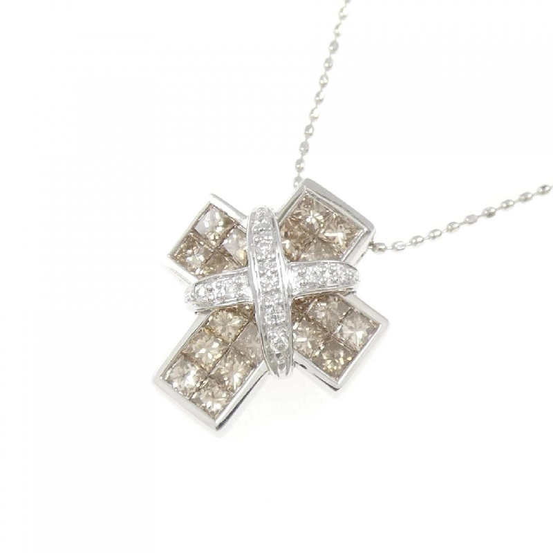 K18WG Dây chuyền kim cương hình chữ thập - Hàng hiệu Authentic 858893