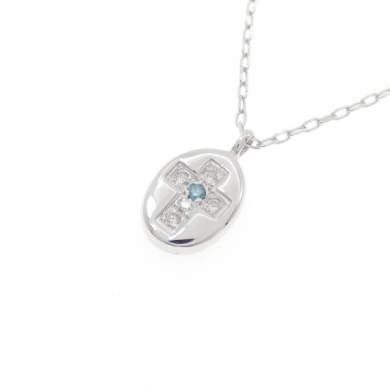 K18WG Dây chuyền kim cương chéo 0.05CT - Hàng hiệu Authentic 860095