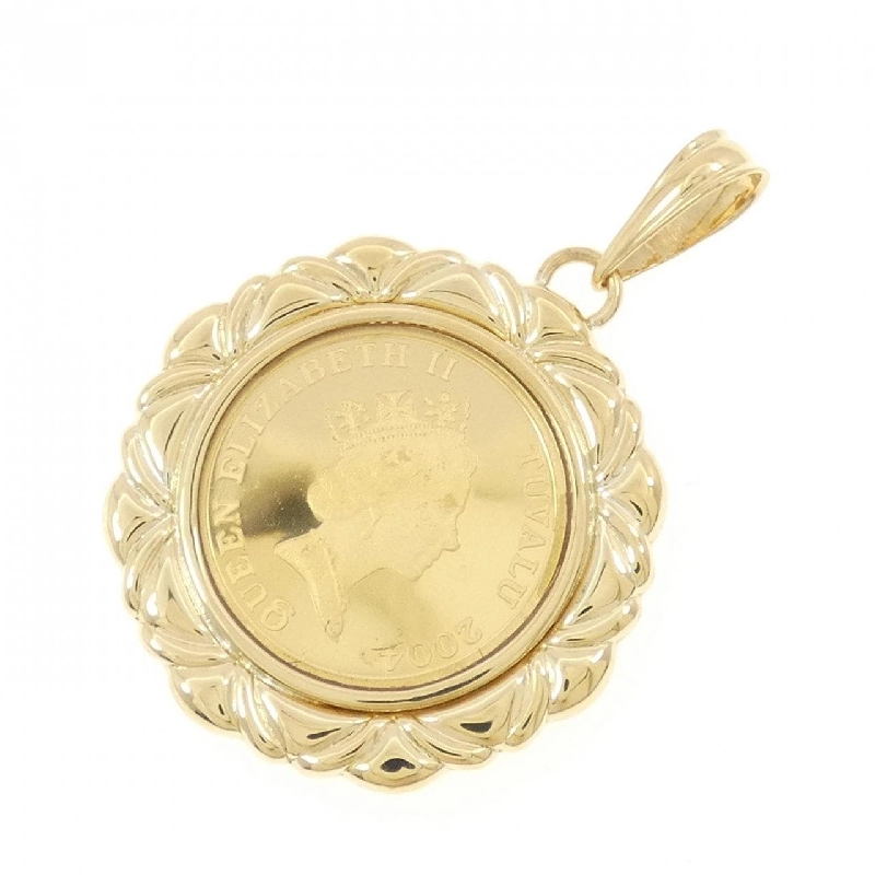 K18YG(枠) Mặt dây chuyền đồng xu - Hàng hiệu Authentic 865271