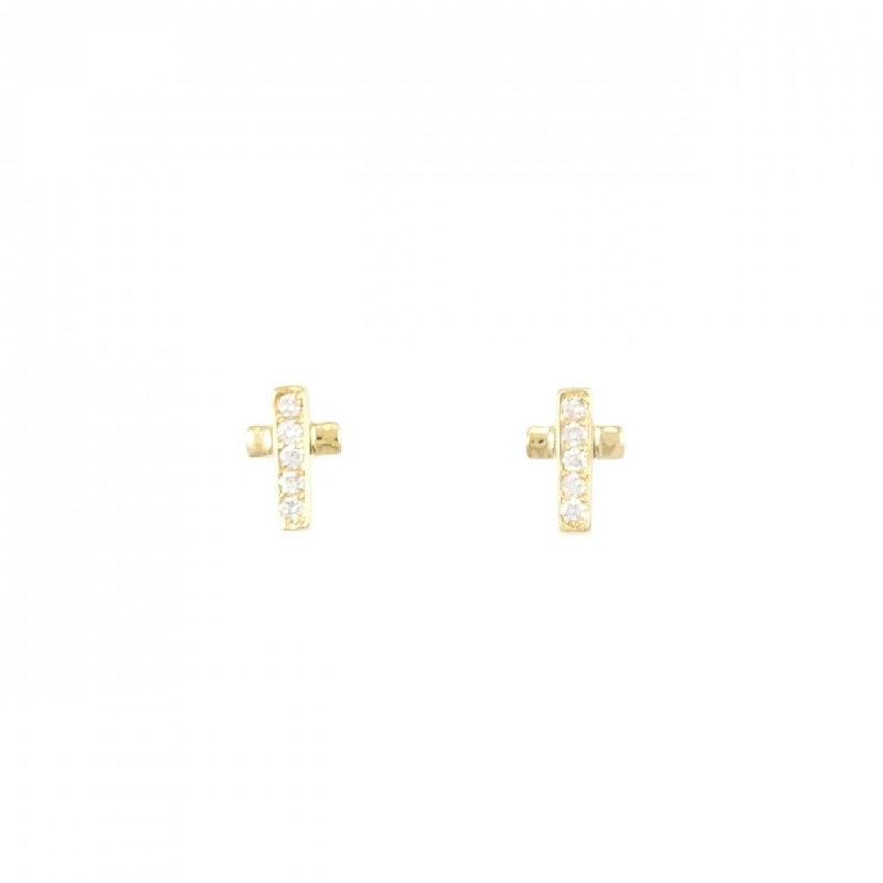 K18YG Bông tai kim cương chéo 0.10CT - Hàng hiệu Chính hãng 872002