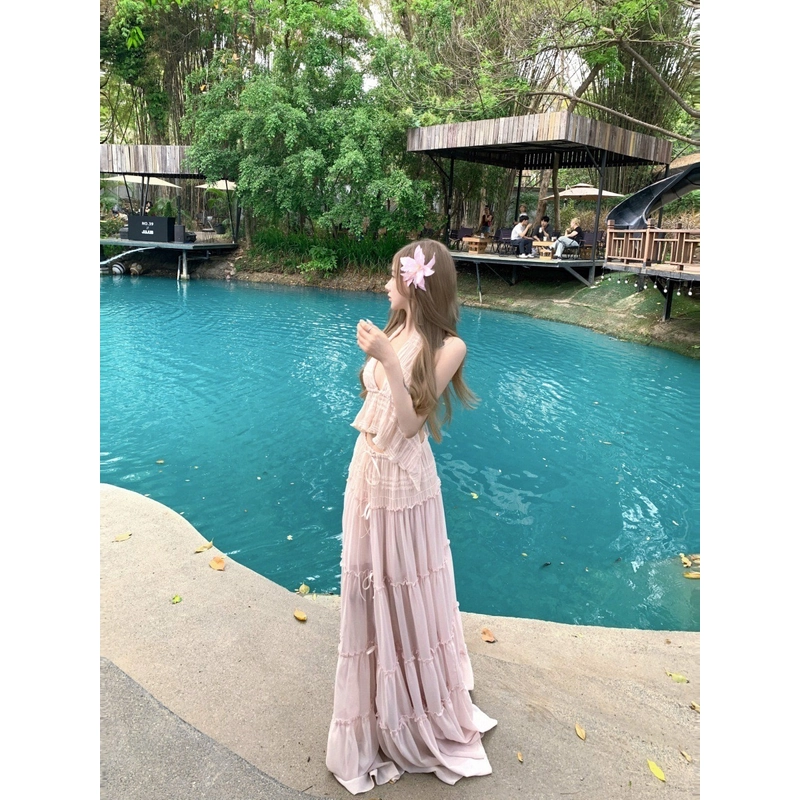 'ADELIA, Set Đầm Maxi Gồm Áo Yếm Và Chân Váy Dài Maxi Xinh 548291
