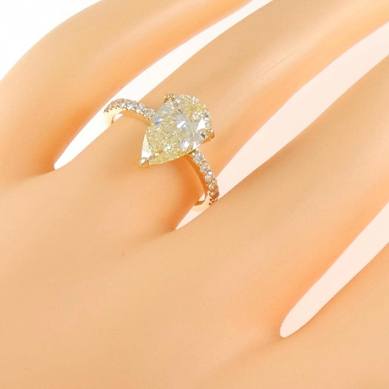 Nhẫn kim cương K18YG 2.030CT LY VS2 hình giọt nước - Hàng hiệu Authentic 874955