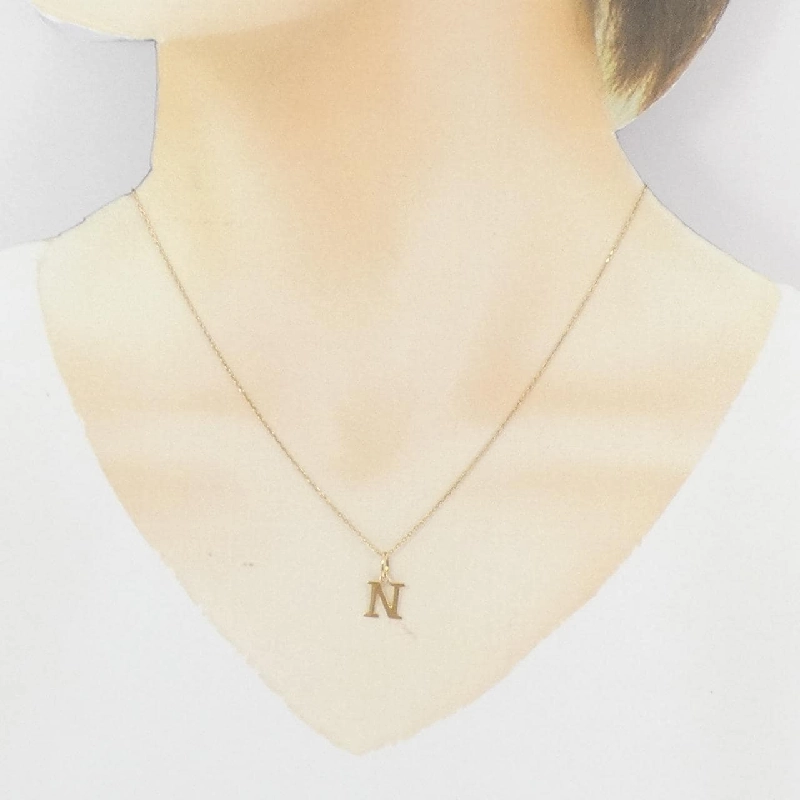 K18YG Chữ cái N Dây chuyền - Hàng hiệu Chính hãng 857739