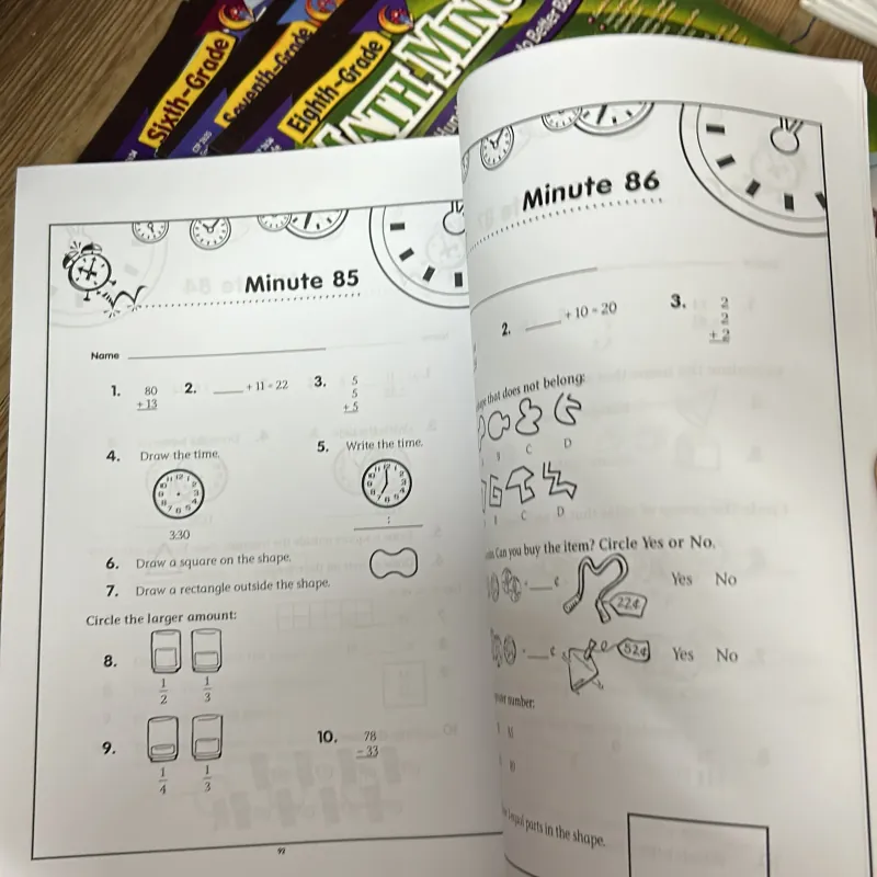 Bộ sách Math Minutes grade1-8 cho bé học Toán bằng English 1031500