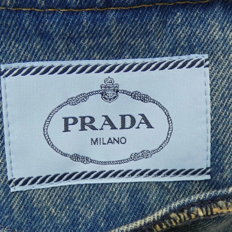 Áo khoác denim PRADA với logo tam giác GFB309 S000 13Z6 630404