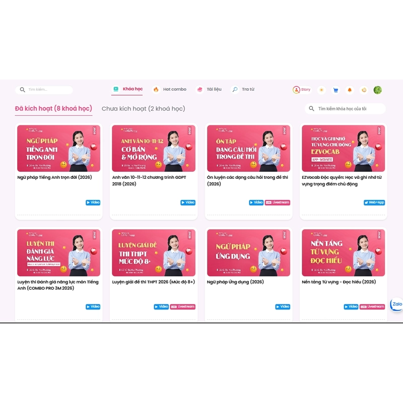 Khoá học Tiếng Anh PRO3M 2026 cô Mai Phương tài khoản web gốc 533433