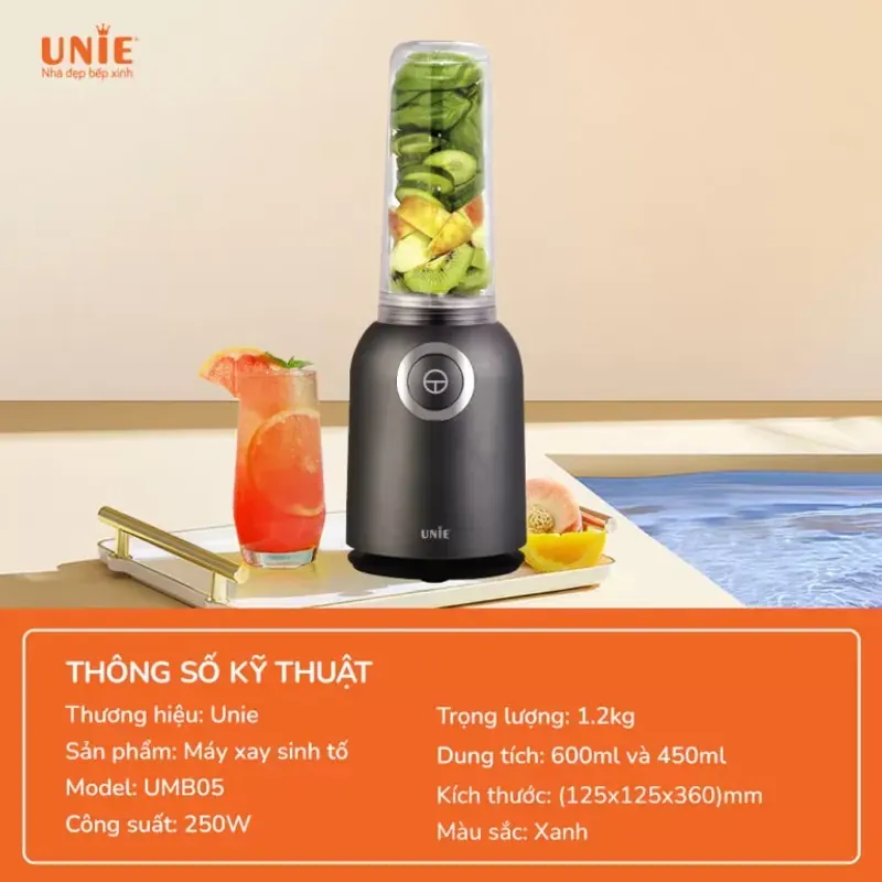 Máy xay sinh tố UNIE UMB05 – Cối xay dạng bình nước nhỏ gọn 573230