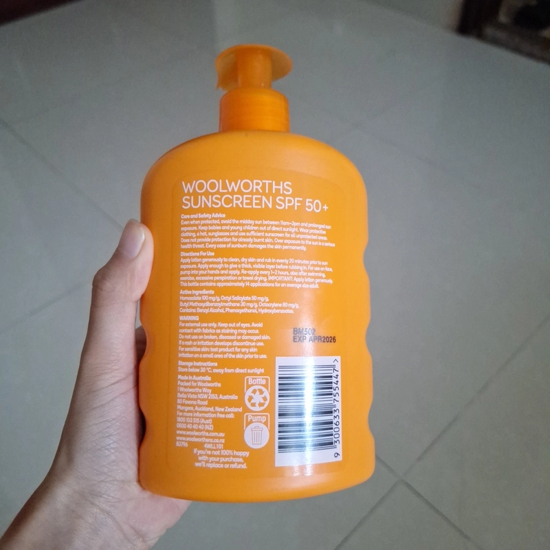 chống nắng body woolworths 500ml chính hãng dùng 1 lần 332247