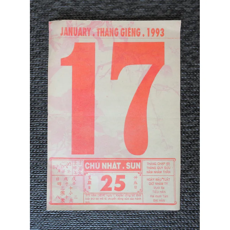 Tờ lịch rời Bloc xưa (Năm 1993) 782133