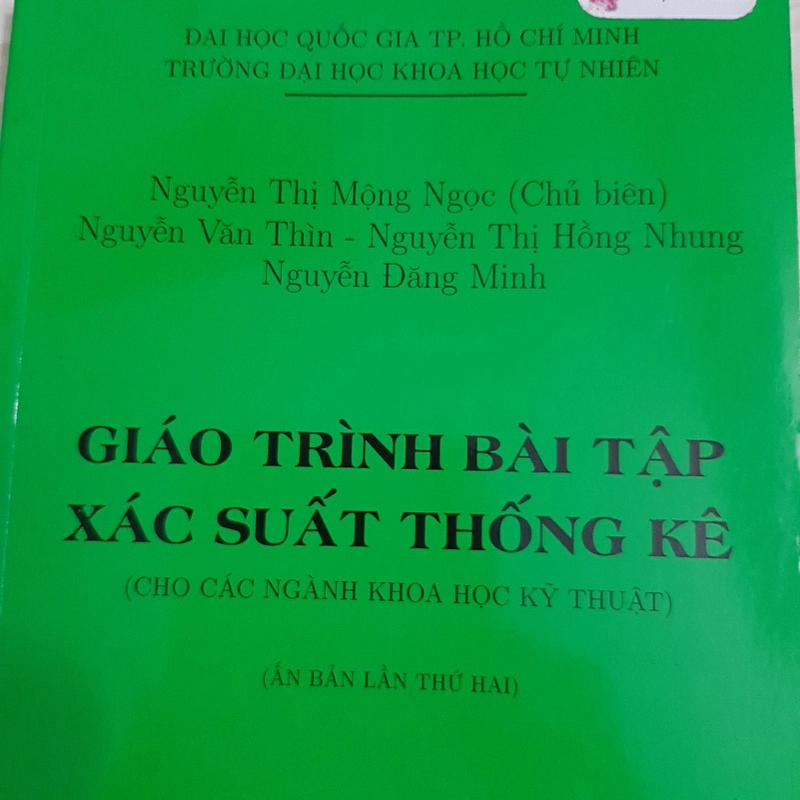 Giáo trình bài tập xác suất thống kê ( Trường ĐH Quốc Gia TP.HCM) 325163