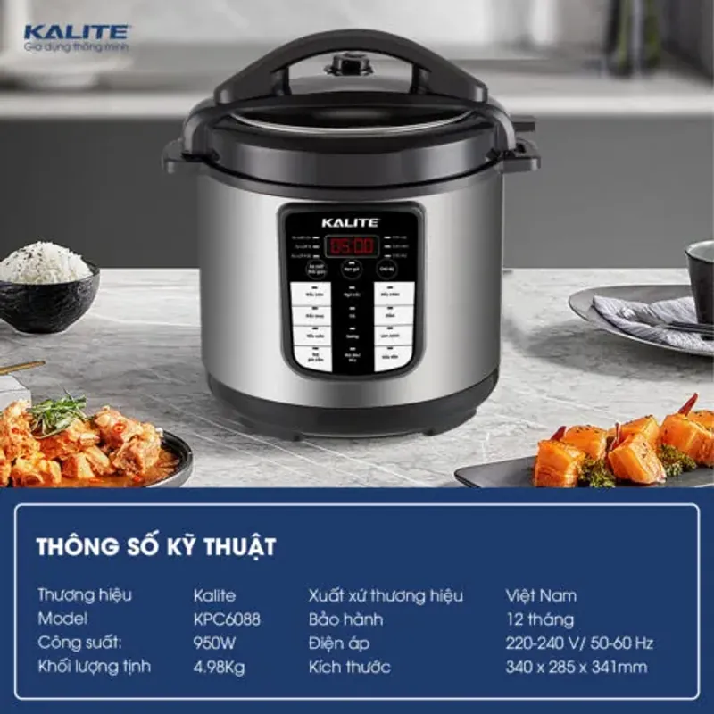 Nồi áp suất KALITE KPC6088 hầm nhừ ninh nhanh giữ trọn dinh dưỡng 577509