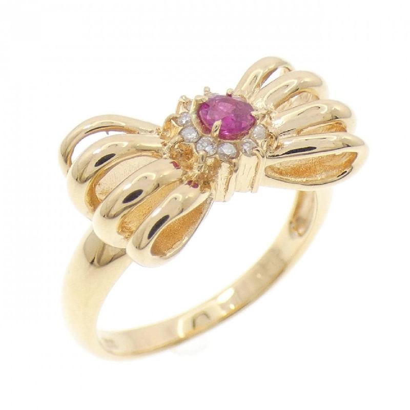 K18YG Ruy băng Nhẫn Ruby - Hàng hiệu Chính hãng 849016