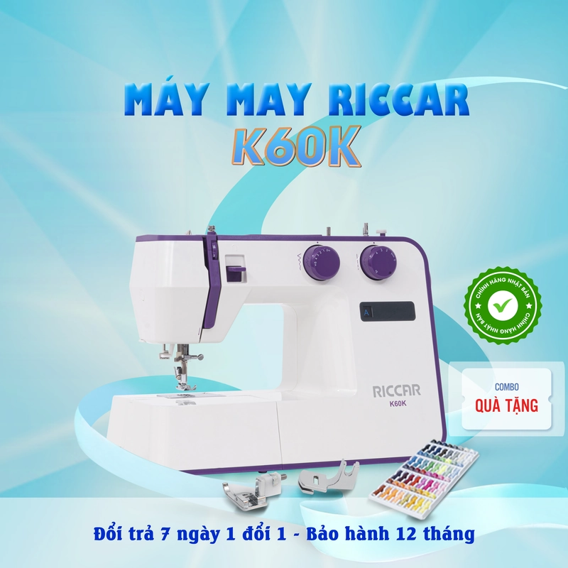 Máy may gia đình Riccar K60K Nhật Bản 33 mũi may chính hãng 526005