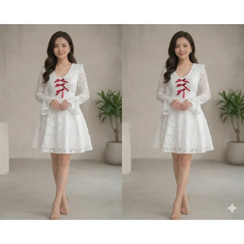 đầm ren tay loe 1022802