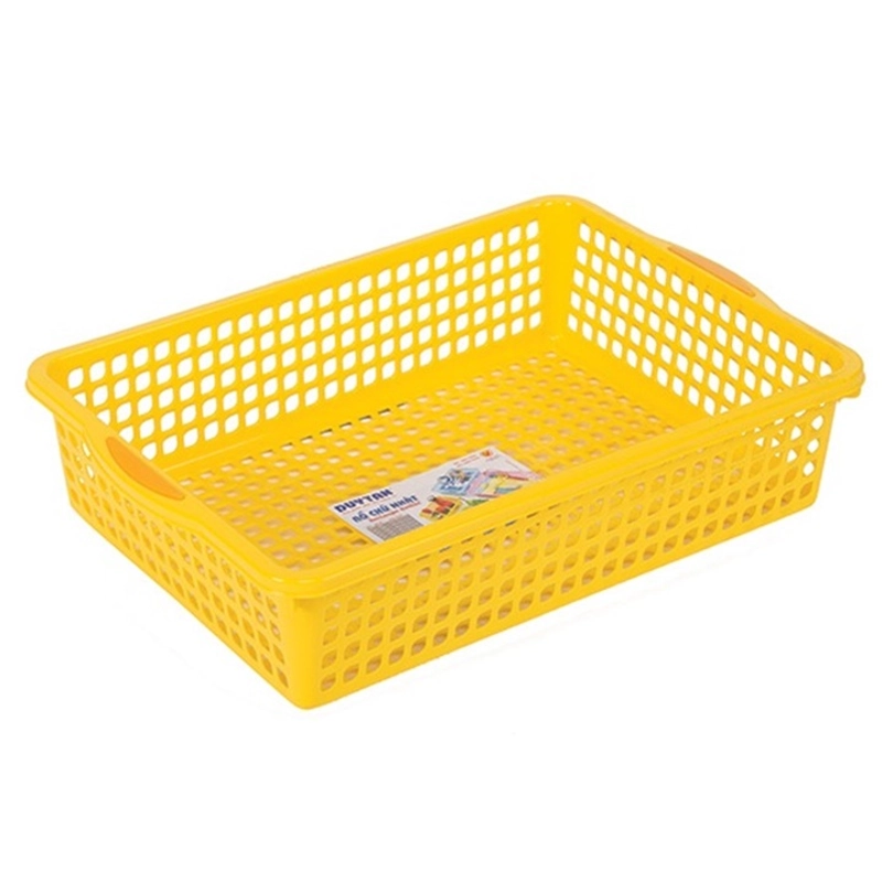 Rổ nhựa hình chữ nhật kích thước 38x26x9 cm - Mã số 1090 338204