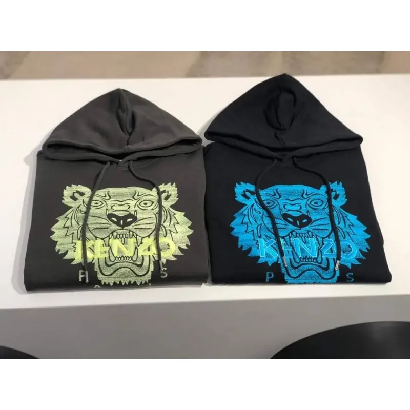 Áo hoodie Kenzo Paris thêu đầu hổ màu xanh lá rêu 760759