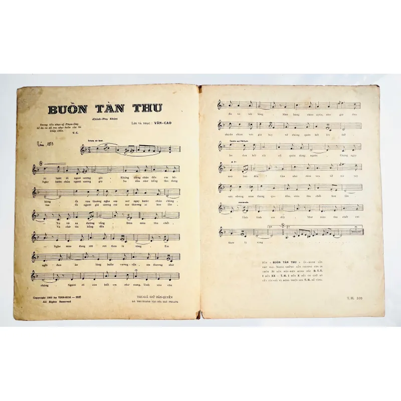 Tờ Nhạc Tiền Chiến Kinh Điển: BUỒN TÀN THU - Văn Cao (NXB Tinh Hoa 1953) 728107