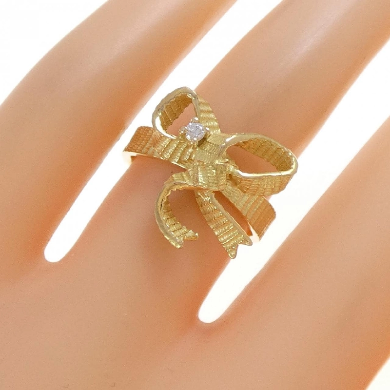 Nhẫn kim cương 750YG hình ruy băng 0.03CT - Hàng hiệu Authentic 848730