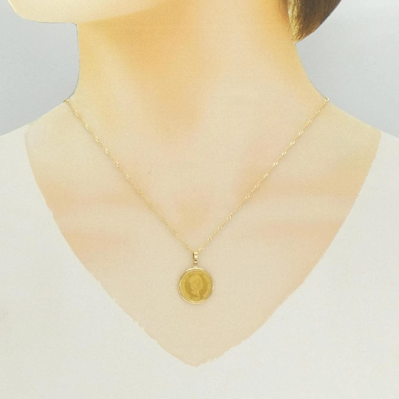 K18YG(枠) Dây chuyền đồng xu - Hàng hiệu Authentic 856845