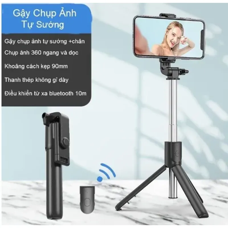 gậy chụp hình tripod 2in1 R1 có remote bluetooth 548707