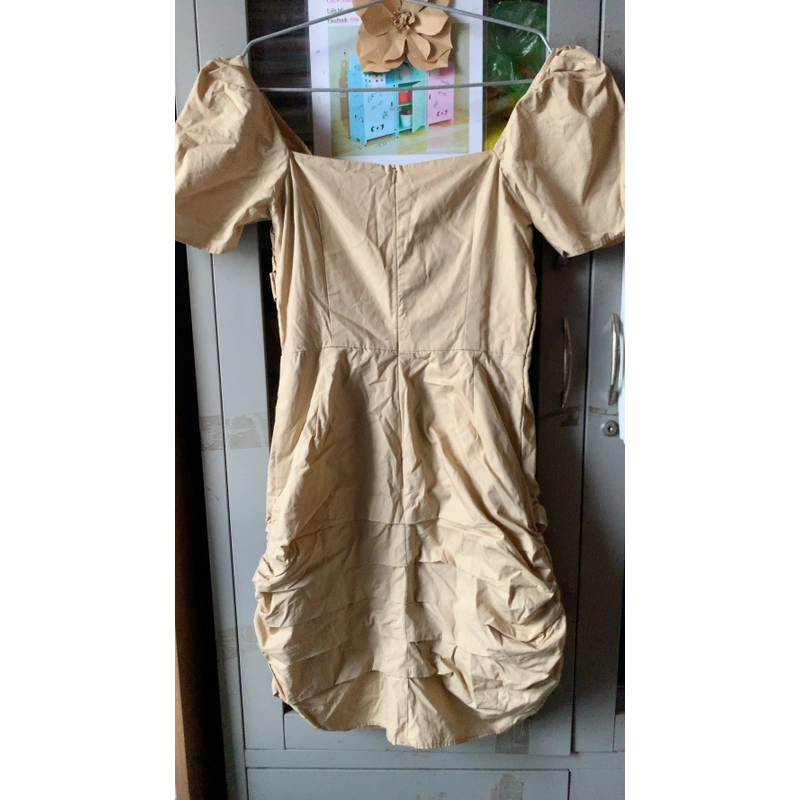 Đầm kaki nhún ngực vai trễ 478405