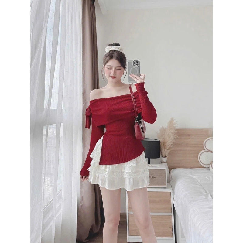 (CÓ ẢNH THẬT) Thanh lý Set áo trễ vai + chân váy bồng 505684