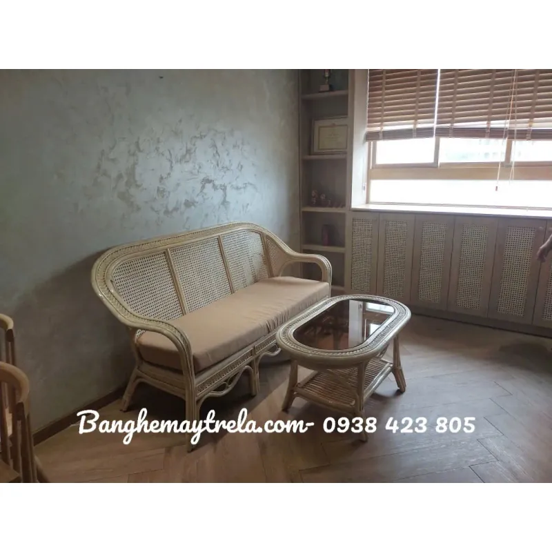 Bàn ghế sofa mât kết hợp lưới mây mắt cáo 719001