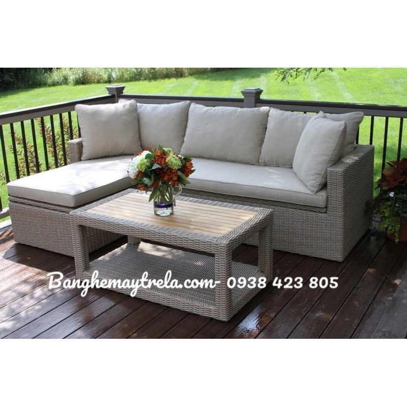 Sofa góc nhựa giả mây hiện đại 536731