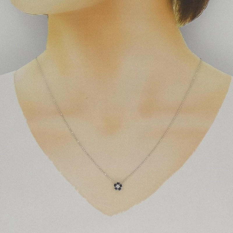 K14WG Hoa Sapphire Dây chuyền - Hàng hiệu Chính hãng 860896