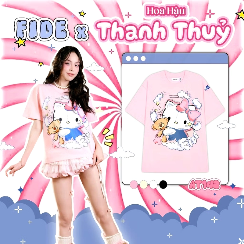 Áo thun FIDE helokitty màu hồng dễ thương  485664