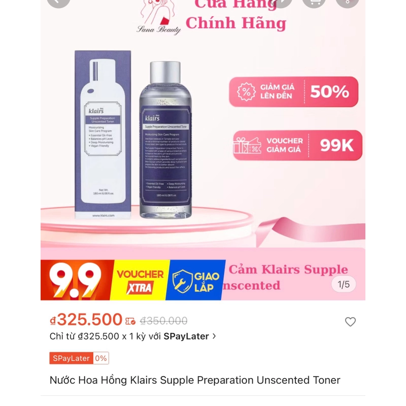 NƯỚC HOA HỒNG KLAIRS - Supple Preparation Unscented Toner 180ml 548659