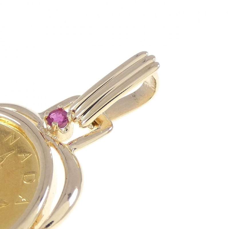 Mặt dây chuyền đồng xu ruby 14KYG (khung) - Hàng hiệu Authentic 867483