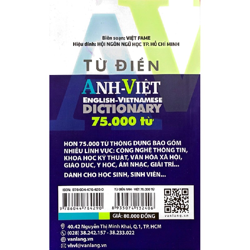 Từ Điển Anh - Việt 75.000 Từ - Việt Fame 185242