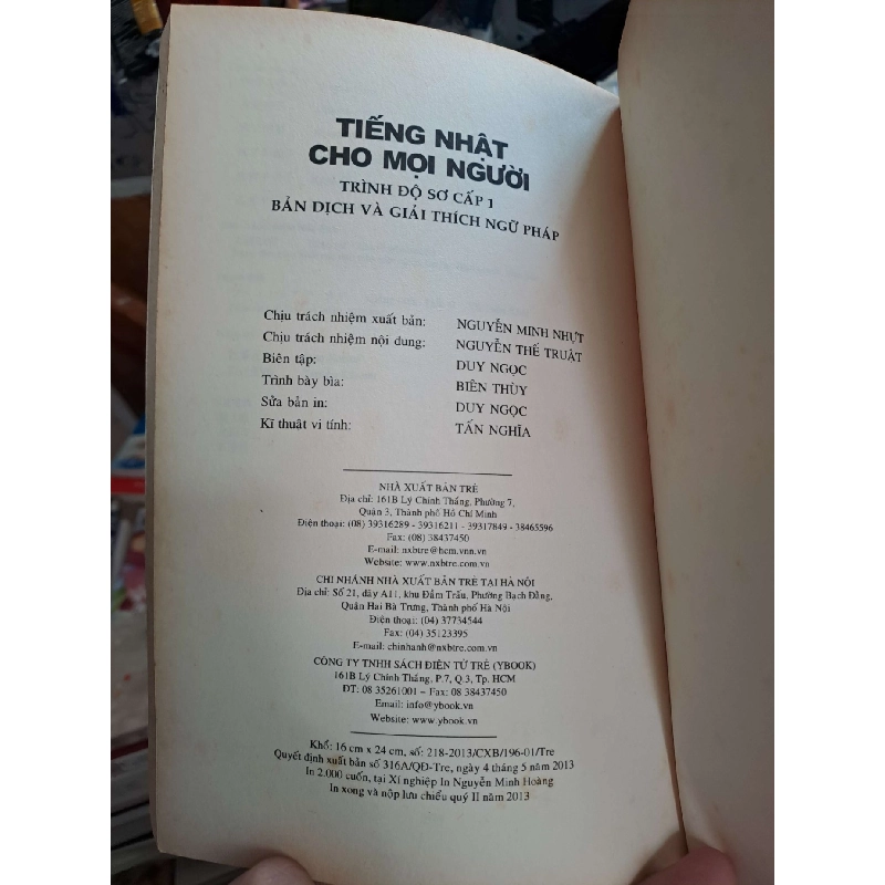 Tiếng Nhật cho mọi người - Trình độ sơ cấp 1 - Bản dịch và giải thích ngữ pháp - Minna No Nihongo I HỌC NGOẠI NGỮ HCM.TN1008 919889