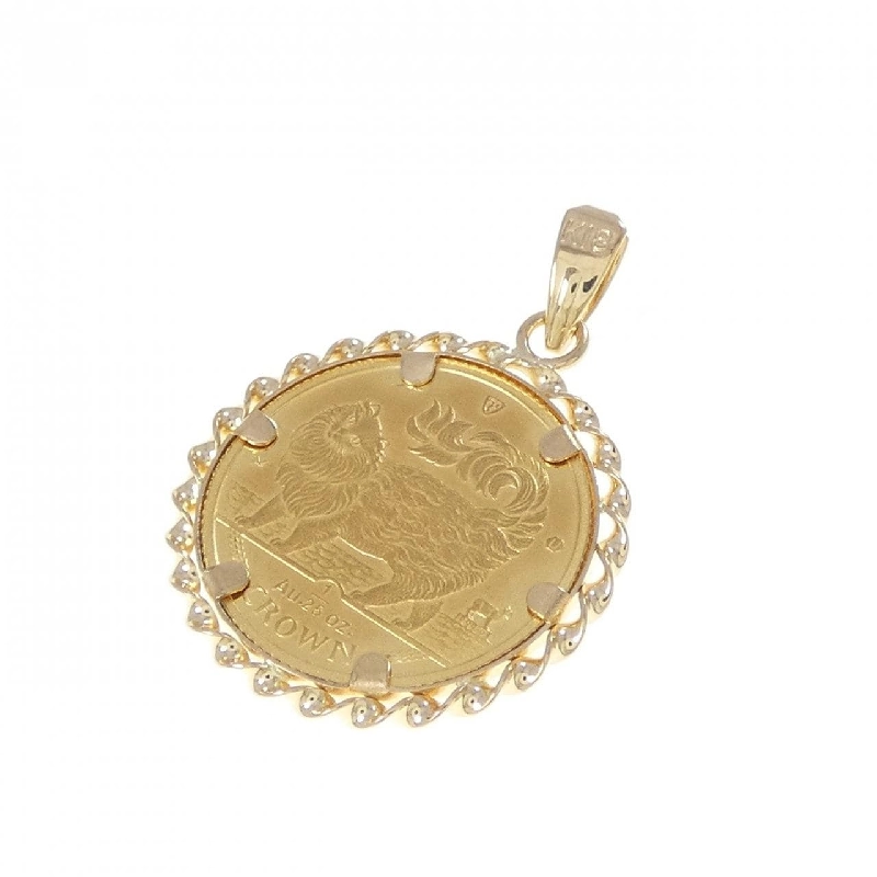 K18YG(枠) Mặt dây chuyền đồng xu - Hàng hiệu Authentic 867136