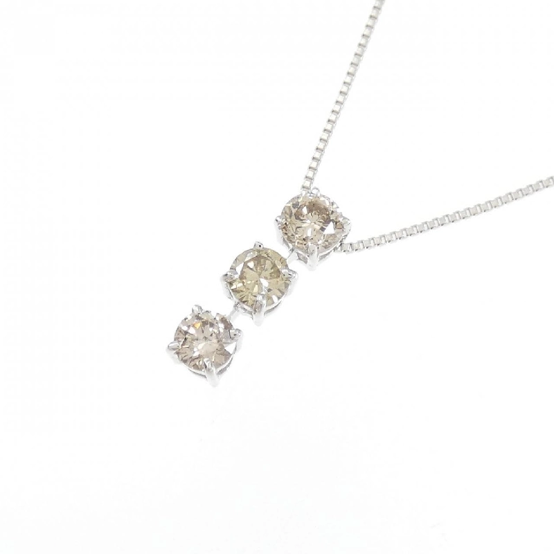 K18WG Dây chuyền kim cương ba viên 0.5CT - Hàng hiệu Authentic 860475